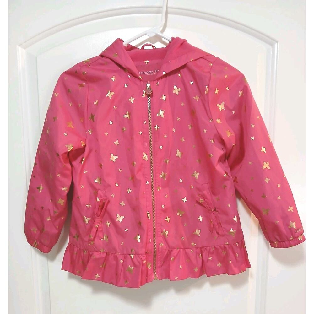 London Fog Girls Fleece Lined Lightweight Jacket With Hood Size 6x Pink